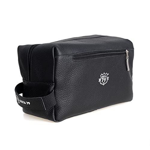 Nécessaire de Couro Bolsa de mão masculina e feminina MADRI cor Preto (MÉDIO)