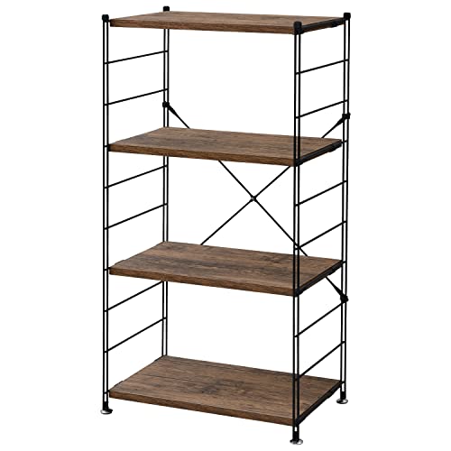 [�R�P] �E�b�h�V�F���t ���[���b�N �ؐ��I�� 4�i ��65×���s41.5×����123.5cm �ȒP�������� �ω׏d��25kg(1�i������) �g���i �V���� �u���E��(�ؖ�) MWS-12644(ABR/SBK)