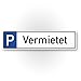 Produktbild Parkplatz vermietet Kunststoff Schild (40 x 10cm), Parkverbot SchildParken Verboten, Hinweisschild Privatparkplatz reserviert - freihalten, Parkplatzschild vermietet - Falschparker