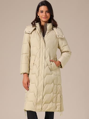 Allegra K Women's Long Puffer Jacket Thickened Warm Down Jacket Pockets Hooded Winter Coats3
