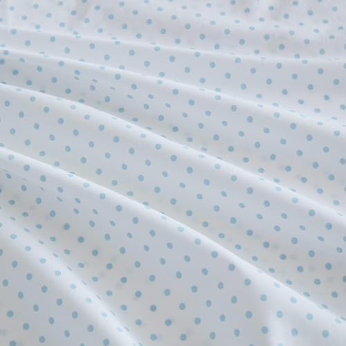 Image of Martha Stewart - Twin XL Size Sheet Set, Breathable Cotton Percale Bedding with Matching Pillowcase, Fully Elastic Fitted Sheet, Deep Pocket, Crisp & Cooling All-Season Comfort (Polka Dot Blue)