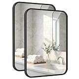 Pocetry 2-Pack 24x36 Inch Matte Black Bathroom Vanity Mirrors | Flush Mount Deep Set Metal Wall Mirror for Over Sink | HD Shatterproof...