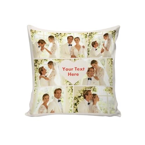 Custom4U Custom Pillow with Picture & Text Two-Sides Heart Customized Photo Pillowcase Love Gifts for Valentines Day Decorations (Optional Pillow Inse