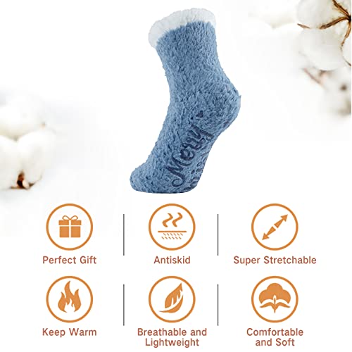 Century Star Fuzzy Socks for Women Cozy Slipper Fluffy Christmas Gift Casual Home Winter Warm Sleeping Crew Sock3