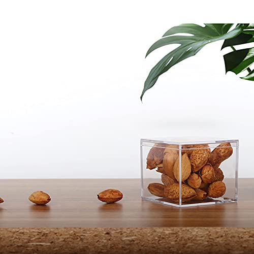 Image of Small Acrylic Box with Lid 2.2x2.2x1.3 Inch, 4 Pack Suqare Plastic Box Acrylic Storage Cube Boxes Candy Container for Candy, Jewelry Accessories, Tiny Items
