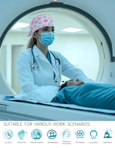 Image of Kousenpu Scrub Caps for Women, Adjustable Women's Surgical Cap with Buttons, Breathable Cute Design for Nurses and Doctors