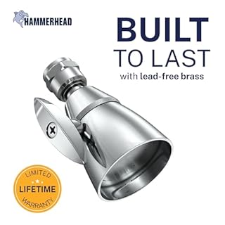 HammerHead Showers® Solid Metal 2 Inch High Pressure Shower Heads - CHROME – 2.5 GPM Shower Heads High Pressure - High Flow Shower Head with ADJUSTABLE SPRAY PATTERN - Fixed Shower Head