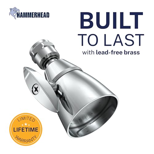 Image of HammerHead Showers Solid Metal 2 Inch High Pressure Shower Heads - CHROME - California Compliant 1.75 GPM Low Flow Rate - High Flow Shower Head with ADJUSTABLE SPRAY PATTERN - Fixed Shower Head