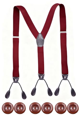 Ya-cos Adult Button Suspender Adjustable Suit Belt Elastic Y-back Suspenders Pants Braces Blazer Hidden Straps