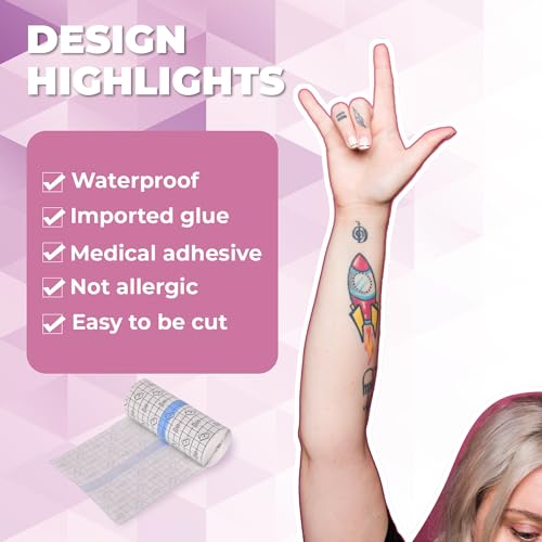 Image of Transparent Stretch Adhesive Bandage (10cm * 10 m) - Clear Waterproof Bandages Dressing Tape for Shower Tattoos, Second Skin Protection Supplies