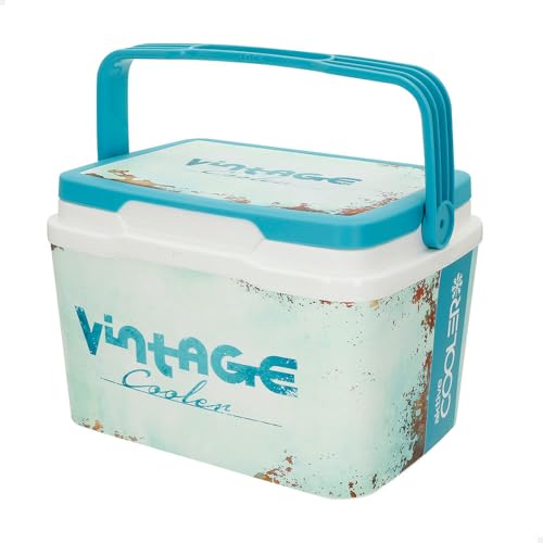 AKTIVE Nevera rígida de Playa 5L, Estilo Classic, plástico Resistente, Aislamiento de Poliuretano Superior, Mantiene el frío hasta 15h, Tapa con Cierre Seguro, diseño en Tonos azulados (62392)