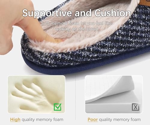 ONCAI Mens Cozy Memory Foam Scuff Slippers Slip On Warm House Shoes Indoor/Outdoor with Best Arch Support3