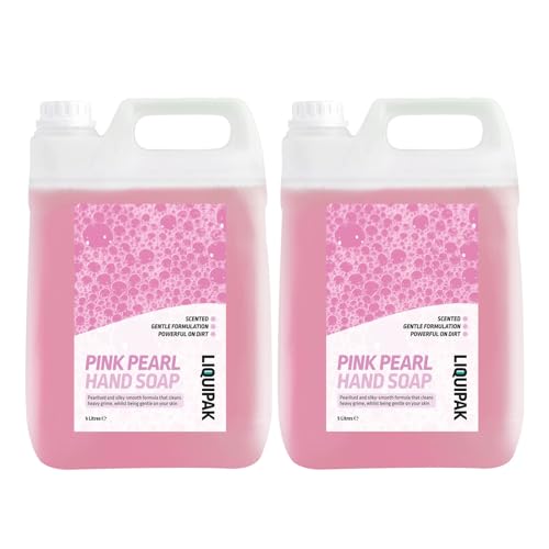 Liquipak - Pink Hand Wash, Liquid Soap 2x5L | Pearlised Hand Soap Refill, Smooth, Gentle on the skin - For Washrooms, Hotels, Factories, Office, Private homes 2x5L