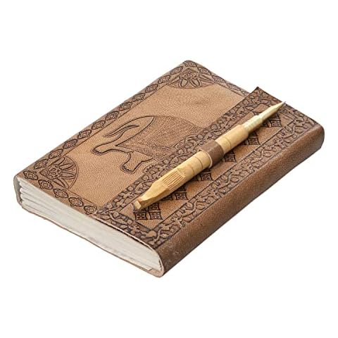 Shop LC Handmade Leather Diary with Wooden Pen 180 Paper Cover