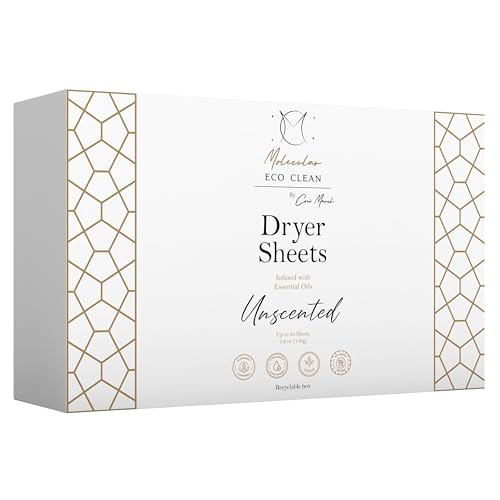 Toallitas para secadora Molecular Eco Clean, aroma hipoalergénico de larga duración, totalmente naturales, para 80 cargas, deshidratadas, sin líquido, biodegradables, de Cocó March