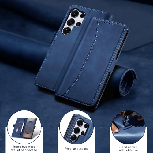 Image of Jasonyu Flip Wallet Case for Samsung Galaxy S25 Ultra,Blue