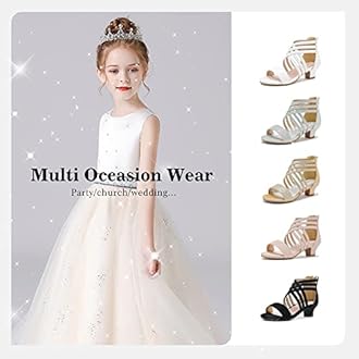 Girls Sandals Grils Dress Shoes Wedding Party Open Toe Glitter High Heels for Little Big Kids Toddler