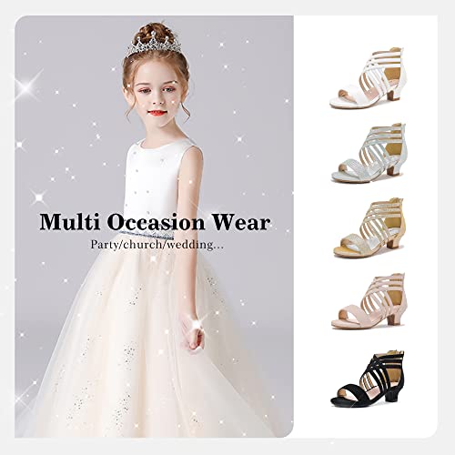 Girls Sandals Grils Dress Shoes Wedding Party Open Toe Glitter High Heels for Little Big Kids Toddler