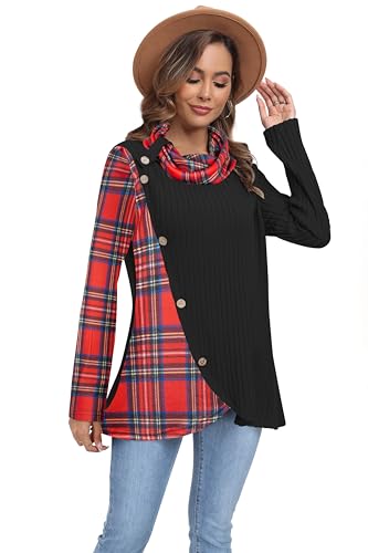 Image of Cestyle Cowl Neck Tunic Sweaters for Women Long Sleeve Casual Pullover