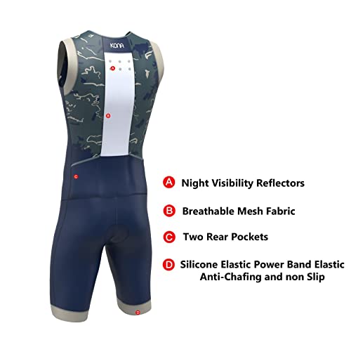 Kona Mens Assault Triathlon Race Suit - Sleeveless Skinsuit Padded Cycling Tri Suit For Swim Bike Run(Navy, Xl) #TOP2