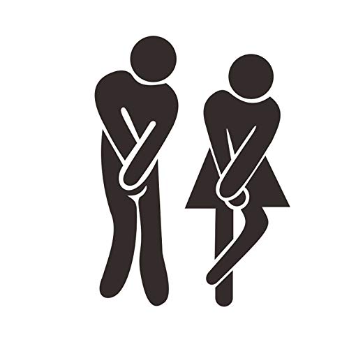 Funky Goods Crossed Legs Funny Bathroom WC Accesorios de la puerta del baño Symbol Sign 5 '' Juego de espejos para Home Office y trabajo (Negro)