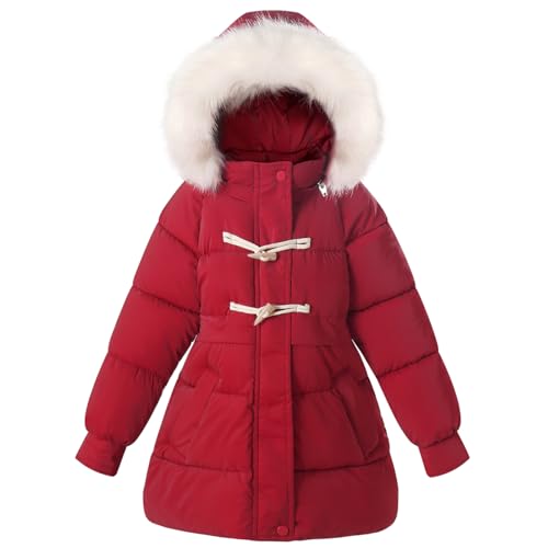 Image of AIMISYOU Girl Fleece Jacket Size 9-10 Winter Parka Puffer Fur Coat with Hood Kid Clothing