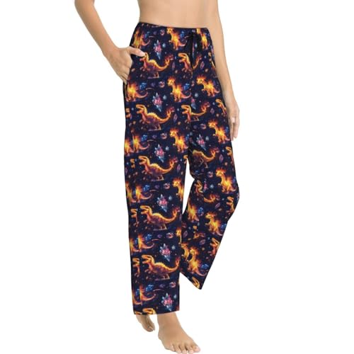 Pantalon de pyjama dinosaure femme en coton doux