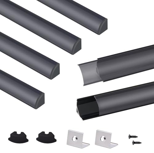 Image of VST 6pack 3.3 ft LED Channel, V Shape Led Diffuser Channel, LED Aluminum Channel System with Black Cover, End Caps and Mounting Clips, Aluminum Profile for LED Strip Light Home Decoration