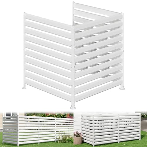 TaskStorz 42 H x 38 W (3 Panels) Air Conditioner Fence Panels Outdoor Privacy Screens Pool Equipment Enclosure Trash Can Screens Fence Kit for Outside Backyard Patio White
