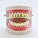 Careland 24k Plated Gold Finish Grillz 8 Top Teeth & 8 Bottom Tooth Grills Set Shiny Hip Hop Teeth Grillz + 2 Extra Molding Bars