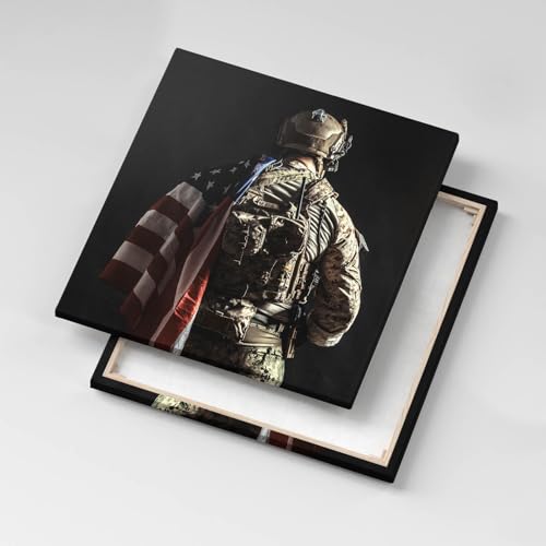 Toile soldat avec un drapeau 60x60cm pour habiller un mur blanc sans âme - 5