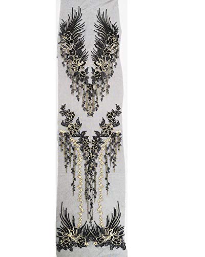 Juego de apliques de encaje 3D con diseño de flores y motivos franceses con cuentas de diamante ideal para manualidades, costura, costura o boda 3 en 1, 130 cm x 30 cm A15 Cover