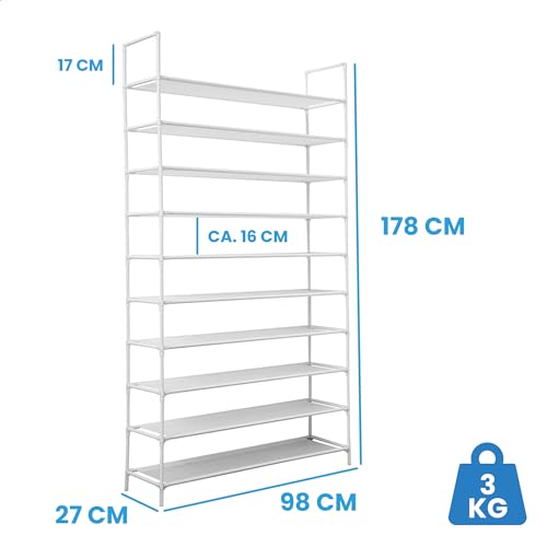 Rangement chaussure réglable Vivol grand format 10 étagères blanches