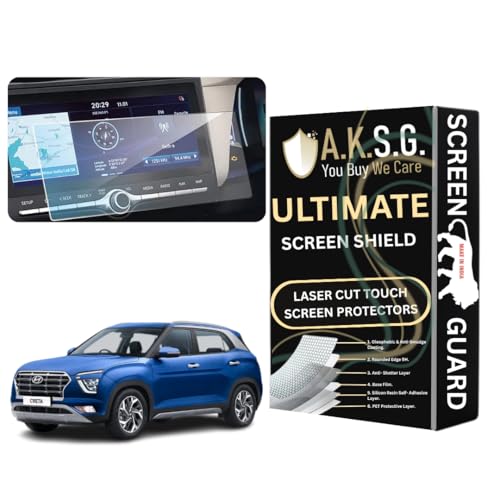 Image of A.K.S.G. 9H Unbreakable Car Infotainment System Screen Protector Compatible With Hyundai Creta 10.25 Inch [2020-Running] Not a Tempered Glass [Transparent]