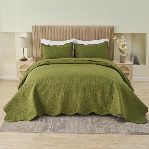 Image of Kingnex Oversized King Bedspreads 128x120 Olive Green