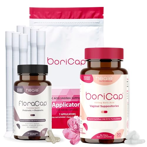 Bundle of BoriCap - Boric Acid Suppositories for Women + Applicators + FloraCap Vaginal Probiotics for Women