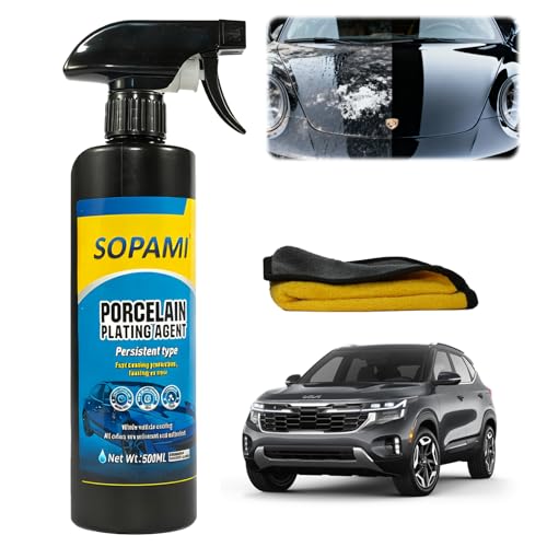 Car Coating Spray SOPAMI 3-in-1 High Gloss Polish Scratch Remover Waterless Car Wax Spray for Shine Protection Nano Hydrophobic Quick Detailer for Paint Glass Plastic Metal Surfaces