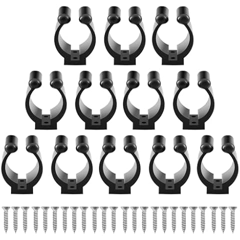 Tiekerbilir 12 PCS Pool Cue Holder Clamps(Include Screws), Billiards Snooker Cue Locating Clip Holder Regular Fishing Rod Storage Clips Black for Pool Cue Racks Include Screws (Big) Cover