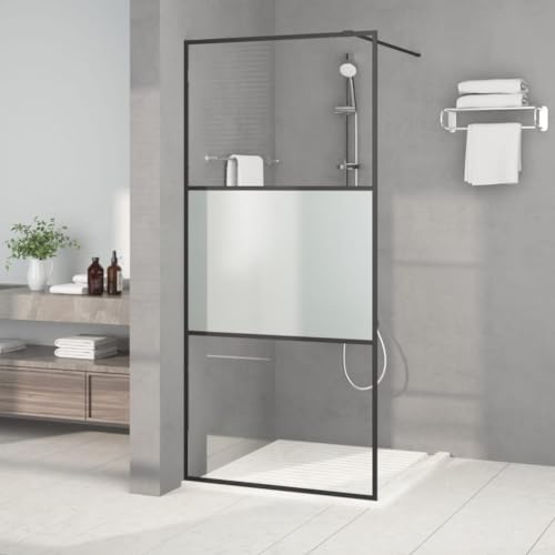 Genérico Mampara de Ducha Vidrio ESG semiesmerilado Negro 90x195 cm-152106