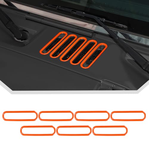 JeCar Orange Exterior Hood Vent Cover Panel Vent Trim Fit for 2007-2018 Jeep Wrangler JK JKU 2/4-Door Accessories