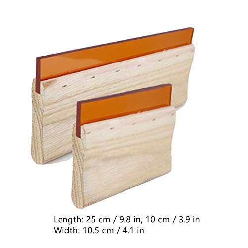 Screen Printing Squeegee, zosenda 2 Pcs 75 Durometer Wood Ink Scraper Silk Stencil Squeegee for Screen Printing (9.8 in & 3.9 in)