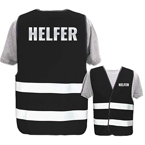 Hochwertige Warnweste mit Leuchtstreifen * Bedruckt mit: Helfer (Reflektierend) * Farbe + Größe: Schwarz (6XL) * Thema Sicherheit und Team * Farbiger oder Reflektierender Druck