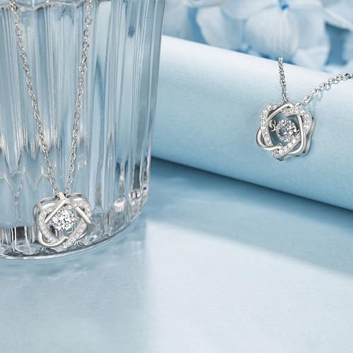 Sterling Silver Interlocking 2 Hearts Necklace for Goddaughter - Baptism & Birthday Gift Ideas, Christmas Jewelry2