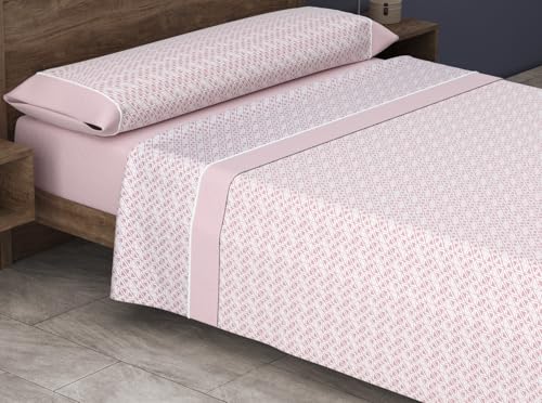 HM'S HOME'SECRET Roomers 2026 Juego de sábanas Estampadas Calidad 30/30 144 Hilos, 50% poliéster y 50% algodón 15 Diseños en 2 Colores (Ariel Rosa, Cama 105cm)