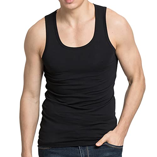 Generisch Camiseta sin mangas para hombre, de algodón, sin mangas, para correr, deporte, verano, monocolor, cuello cuadrado, gimnasio, ligera, transpirable, holgada, para correr, corte ajustado