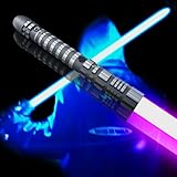 YDDSABER Dueling Lightsaber with 16 RGB Colors Changing, Metal Aluminum Hilt Light Saber for Adults,FX Rechargeable Lightsaber for Kids,Children Day Grey,Single