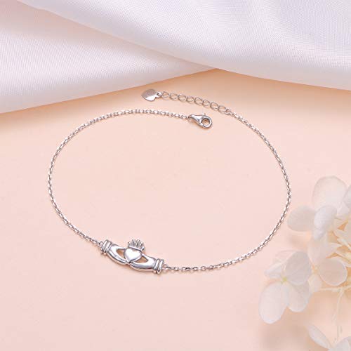 Image of FLYOW S925 Sterling Silver Anklet for Women Summer Boho Beach Charm Adjustable Foot Ankle Bracelet Jewelry Birthday Gift