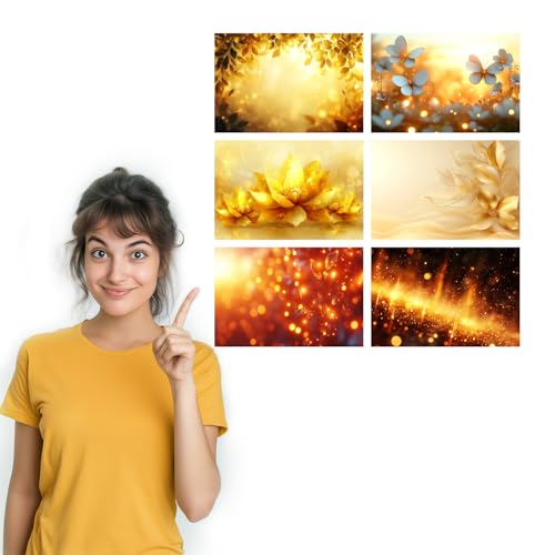 Image of SiddArtify Golden Floral Wall Art Prints Set - Botanical Poster Decor for Living Room Bedroom Office - 12x18 inch Sticker Pack of 6