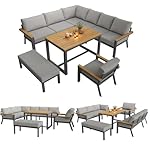 Gartenlounge-Set L-Form für 8 Personen mit Handgeflecht