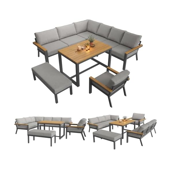 Gartenlounge-Set L-Form für 8 Personen mit Handgeflecht